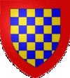 Échiqueté d’or et d’azur, à la bande de gueules